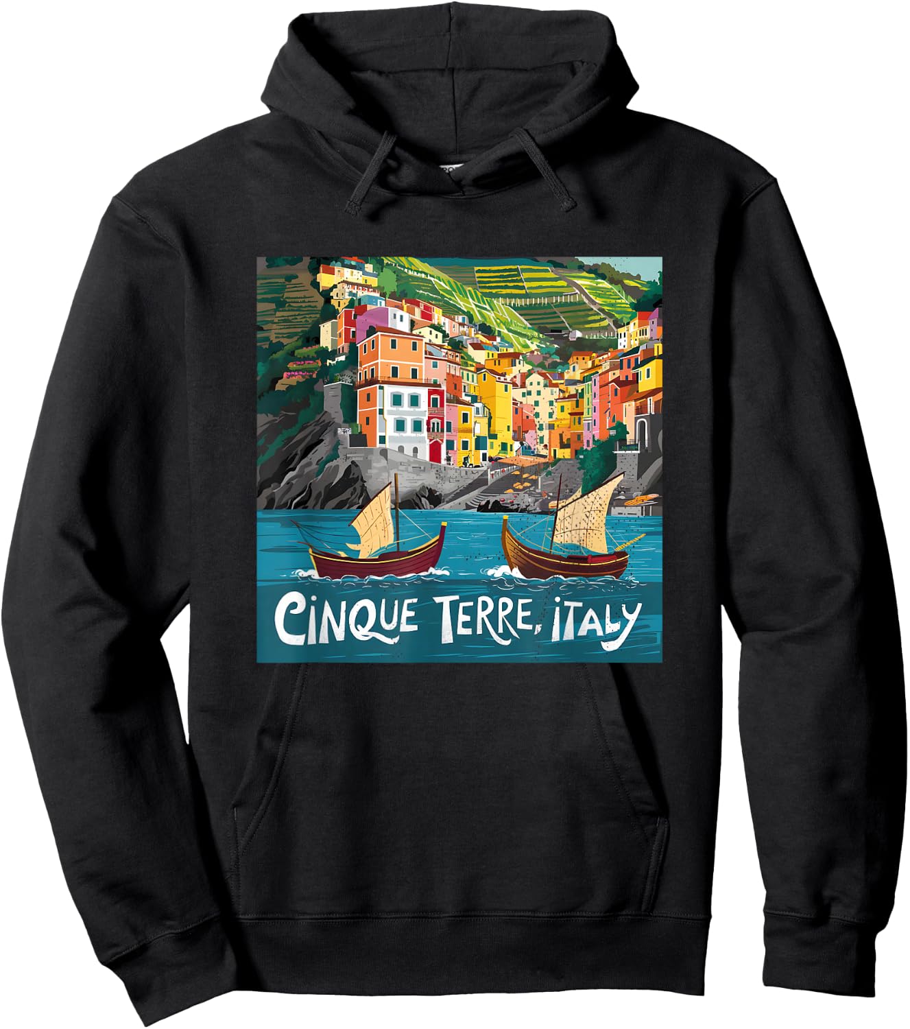 Cinque Terre Italy , Black, S Hoodie - Hoodie | Black
