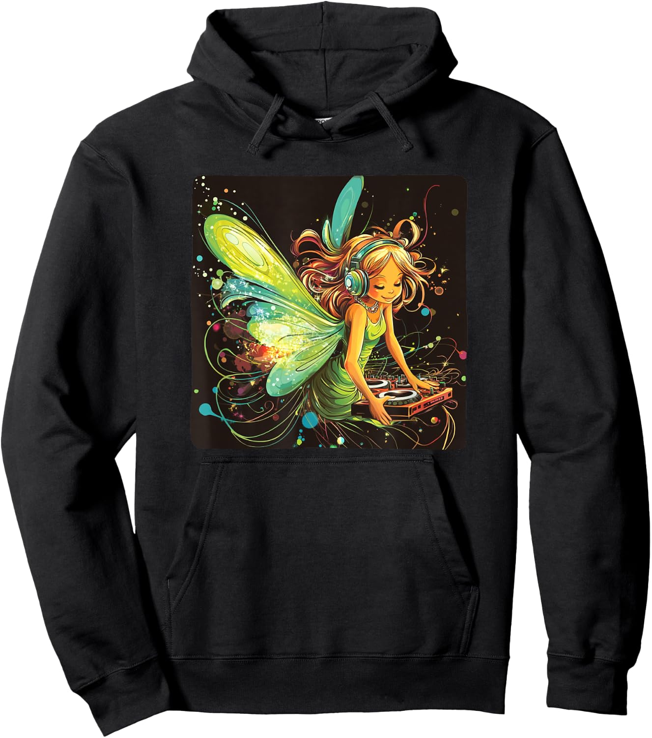 Fée vibrante avec cabine DJ pour les fêtes et les fans de célébration Hoodie - Hoodie | Black