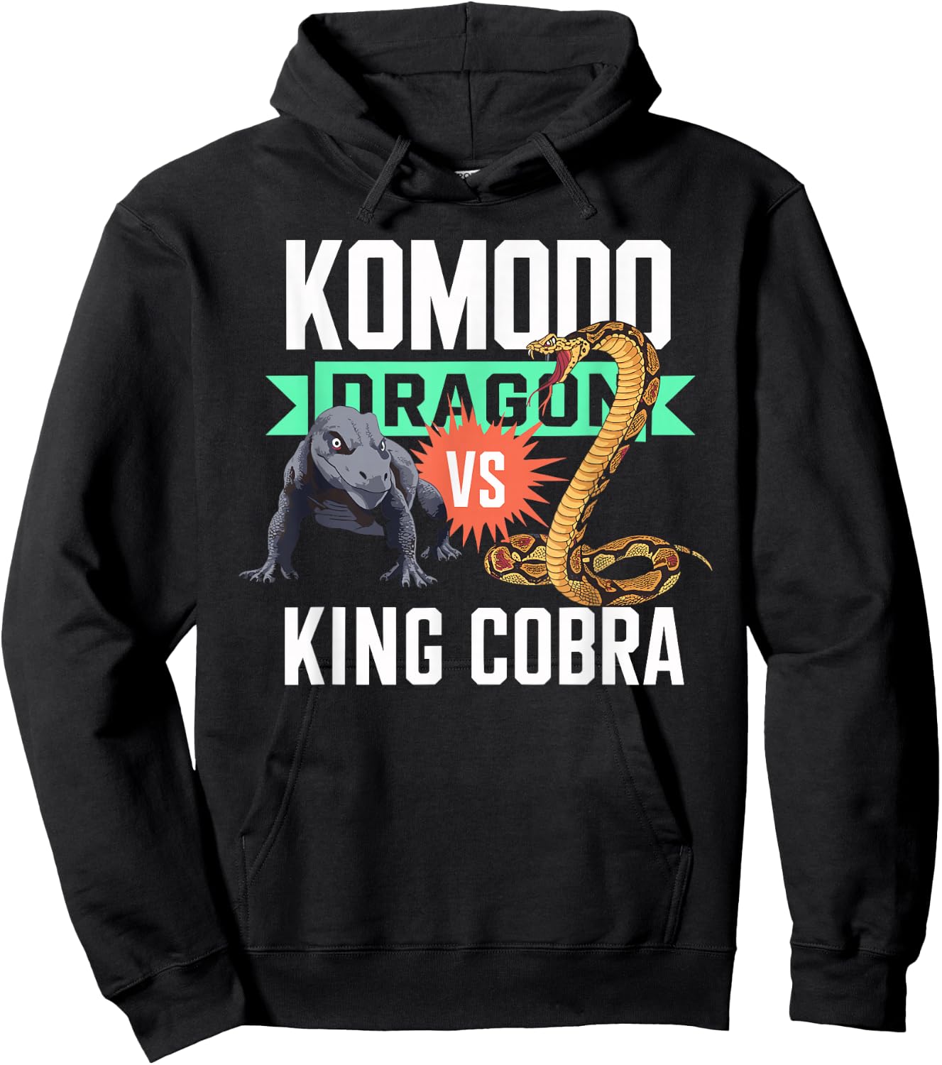 Komodo Dragon VS King Cobra Shirt Komodo Dragon Shirt Kids Hoodie - Hoodie | Black