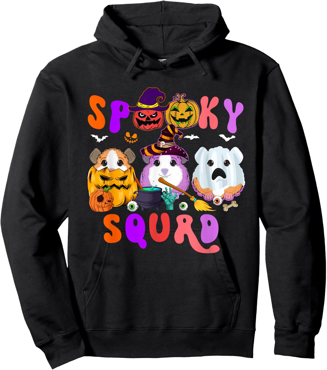 Spooky Squad Three Halloween Guinea Pigs As Witch Boo Hoodie - Hoodie | Black