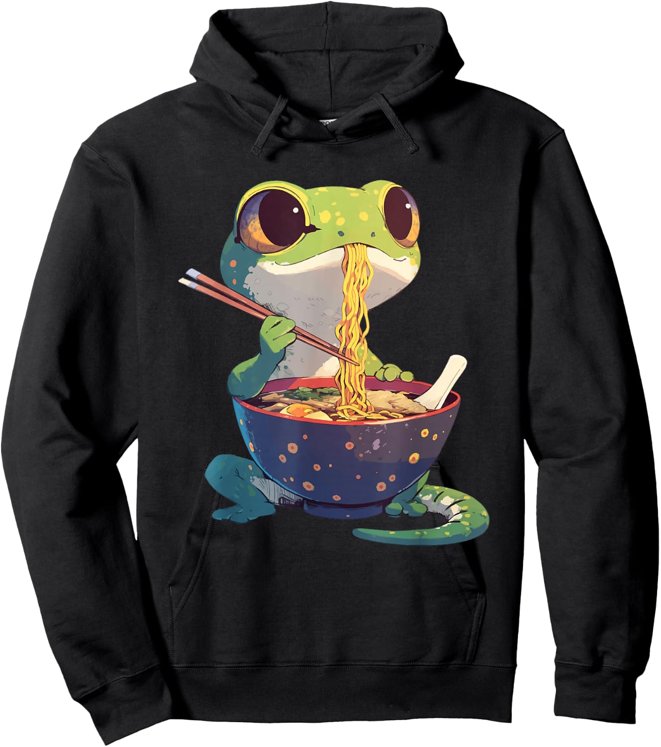 Gecko Eating Ramen Noodles Japanese Food Lizards Hoodie - Hoodie | Black