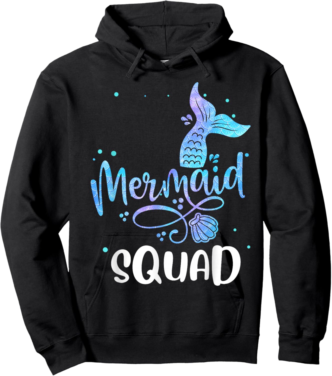 Mermaid Squad Cute Girls Birthday Squad Mermaid Tail Party Hoodie - Hoodie | Black