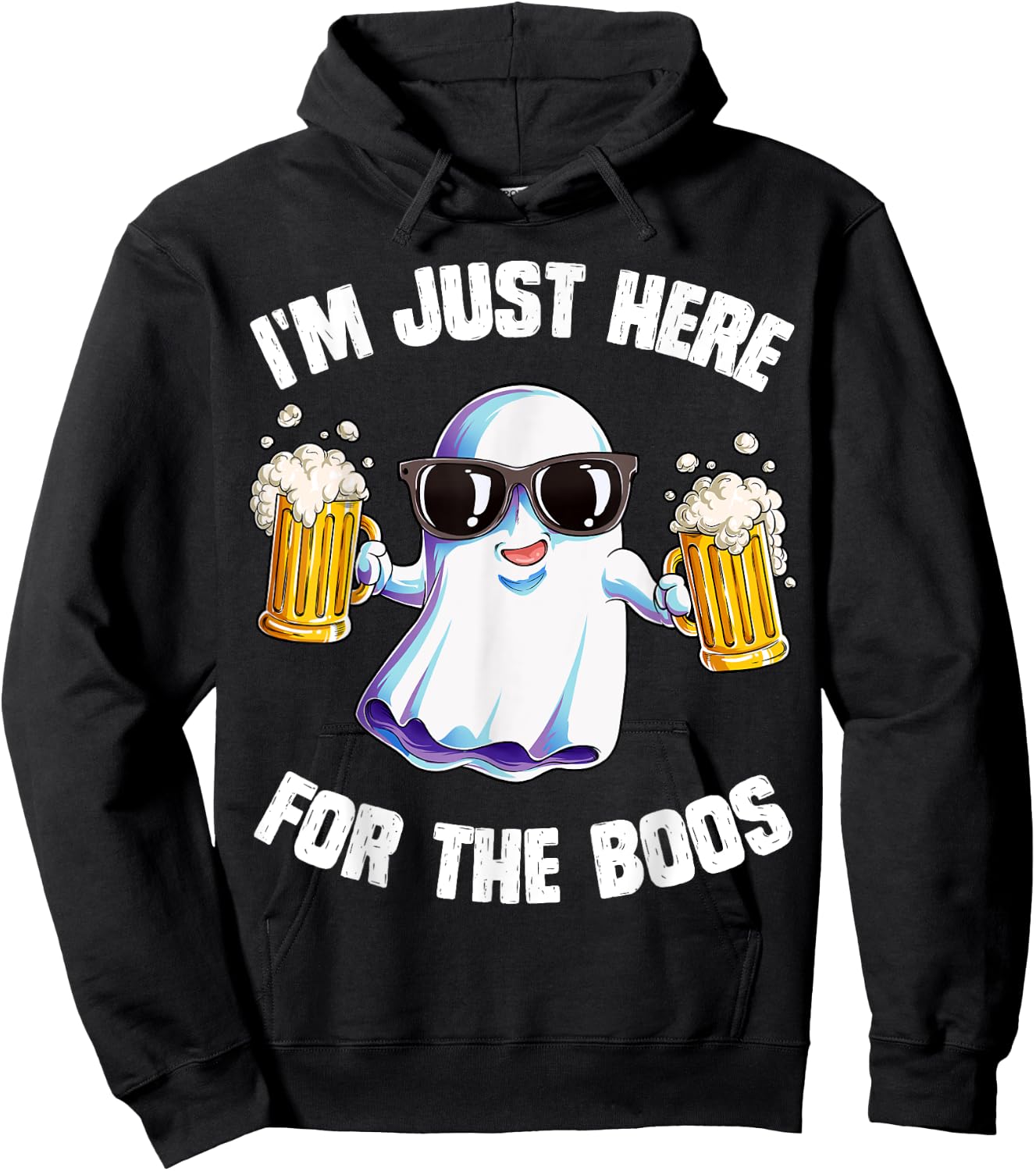 I'm Just Here For The Boos Funny Halloween Ghost Men Women Hoodie - Hoodie | Black
