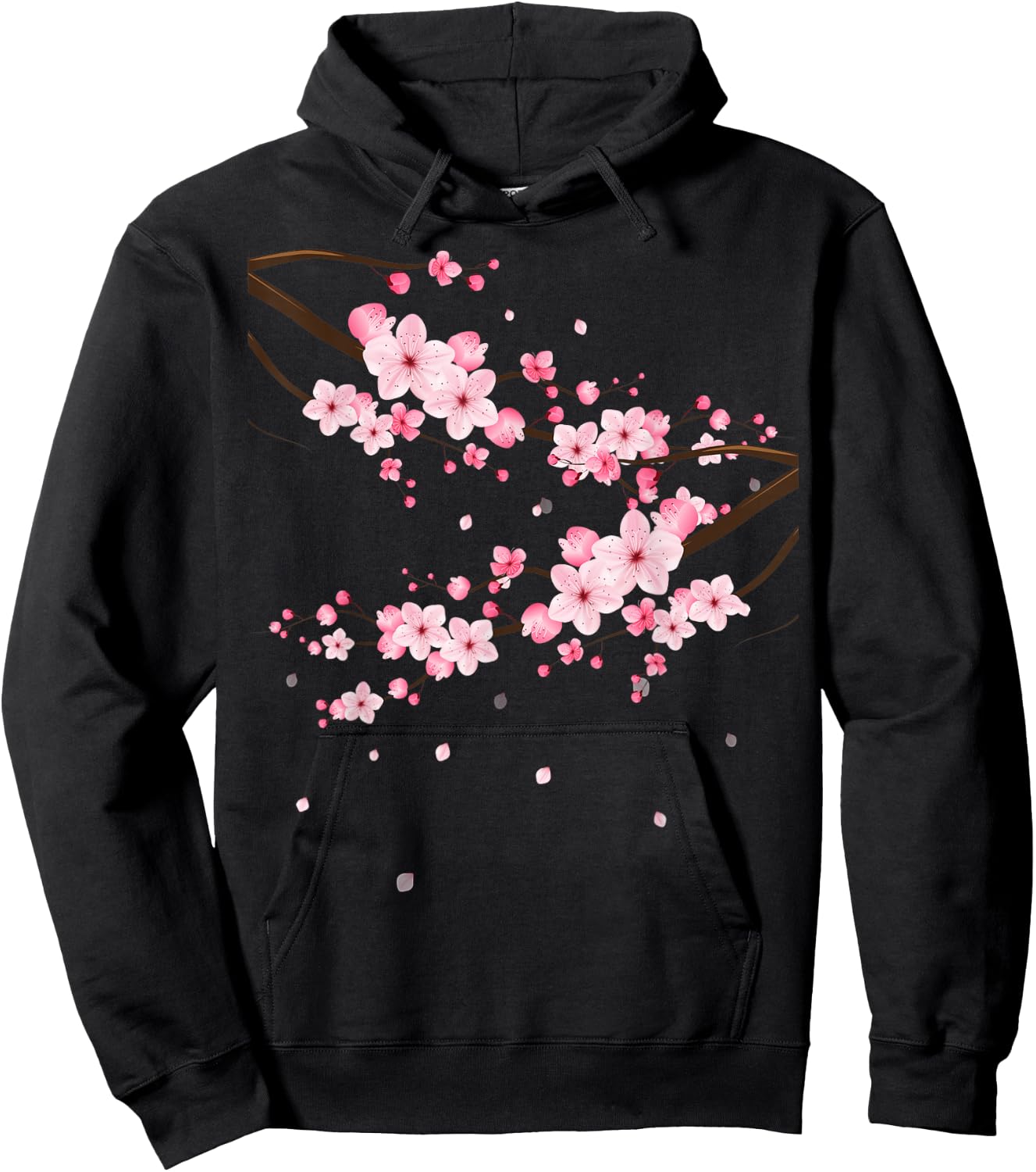 LiveHappy Damen Sakura Kirschblüten Grau Klein -Erwachsene -Kinder Klassisch Geblümt Klassische Passform Kurzarm Rundhals Imported Polyester 100% Baumwolle, Polyester Alle Count 1 Hoodie - Hoodie | Black