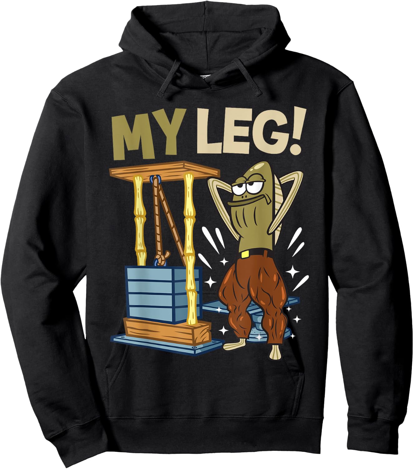 Mademark x SpongeBob SquarePants - My leg Body Building Funny SpongeBob Inside Joke Legs Day Hoodie - Hoodie | Black