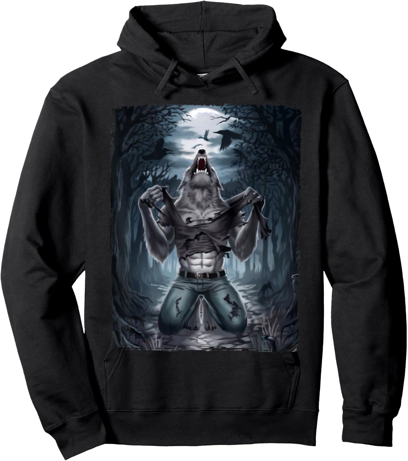 Funny Alpha Meme Werewolf Ripping Hoodie - Hoodie | Black