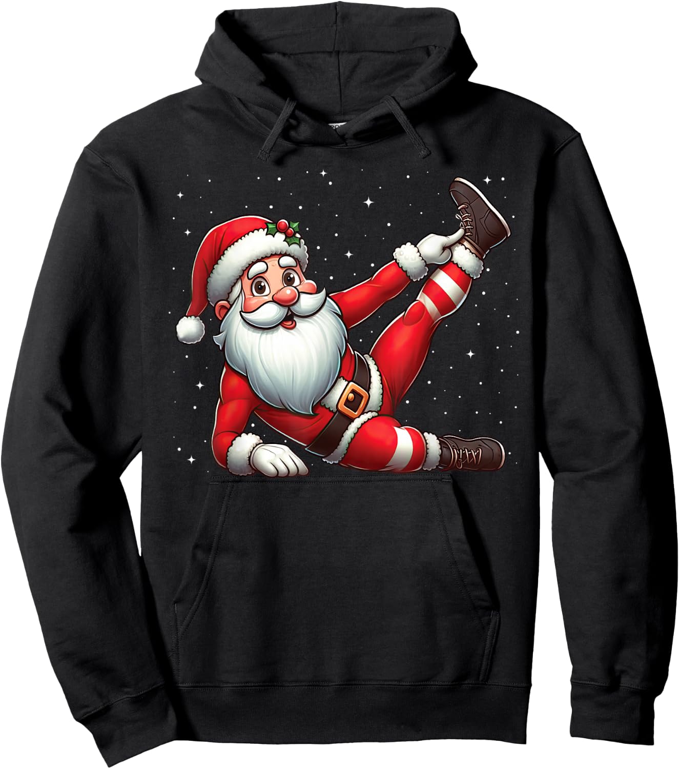 Santa Claus Exercise Gym Fitness Training Christmas Snow , Black, S Hoodie - Hoodie | Black