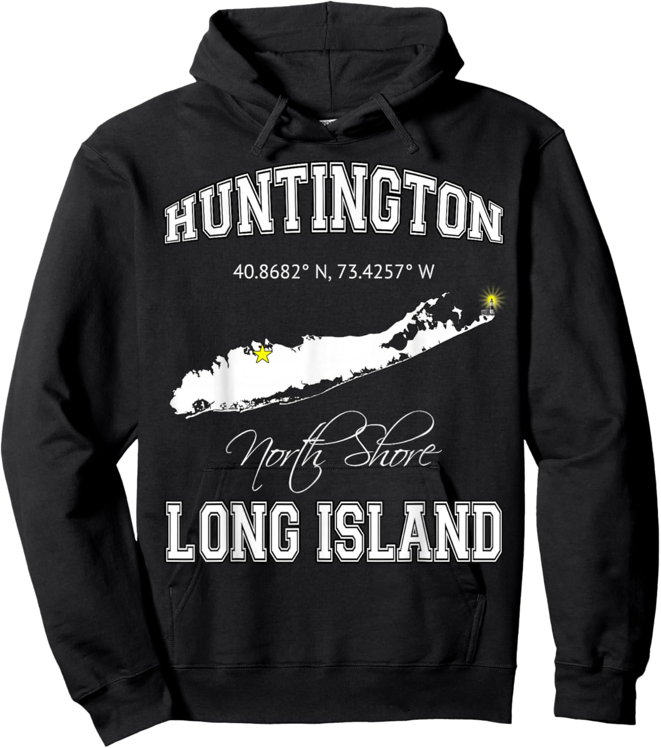 Huntington Long Island New York T Shirt Hoodie - Hoodie | Black