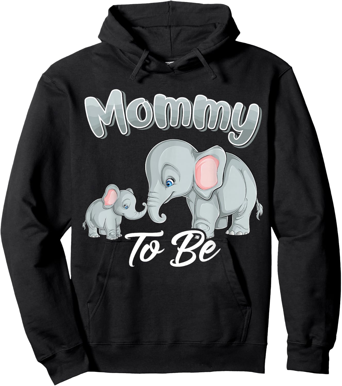 Soon Mommy Mom to Be Elephants for Baby Shower Gender Reveal Hoodie - Hoodie | Black
