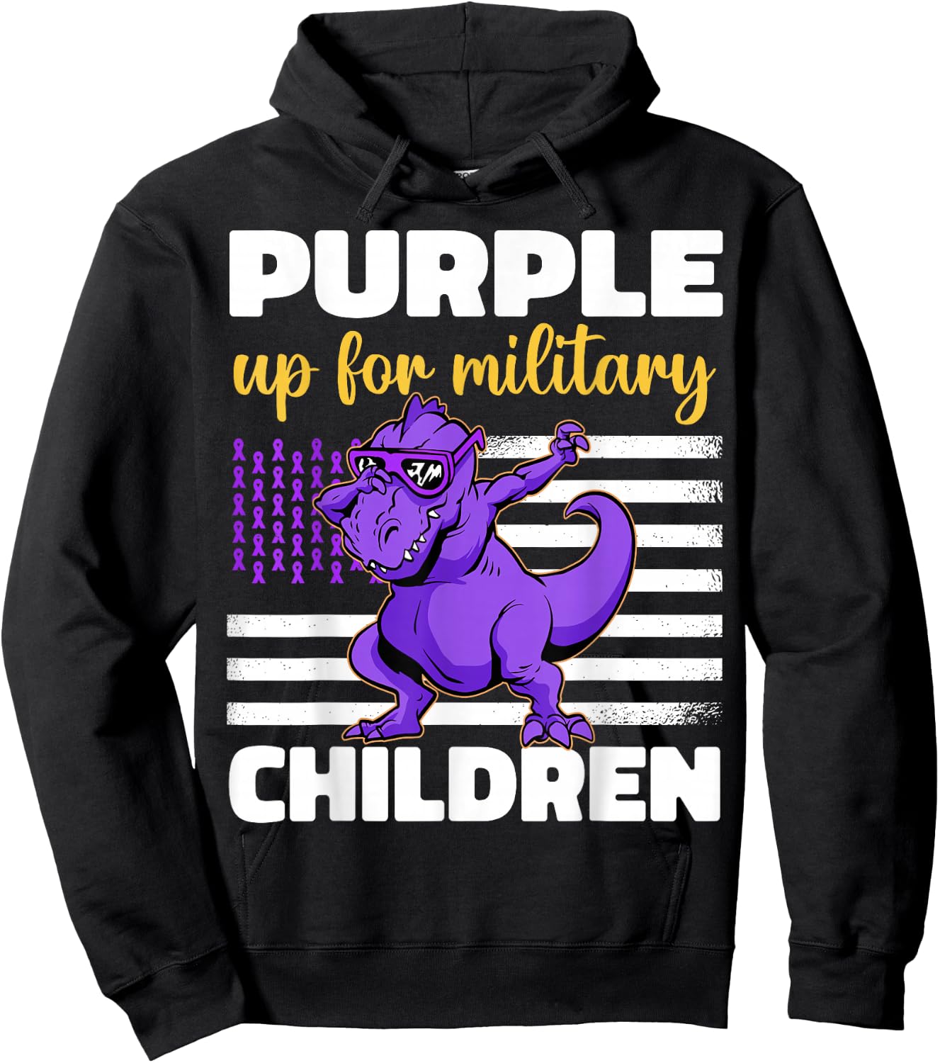 Purple Up For Military Kids Month Of The Military Children Hoodie - Hoodie | Black
