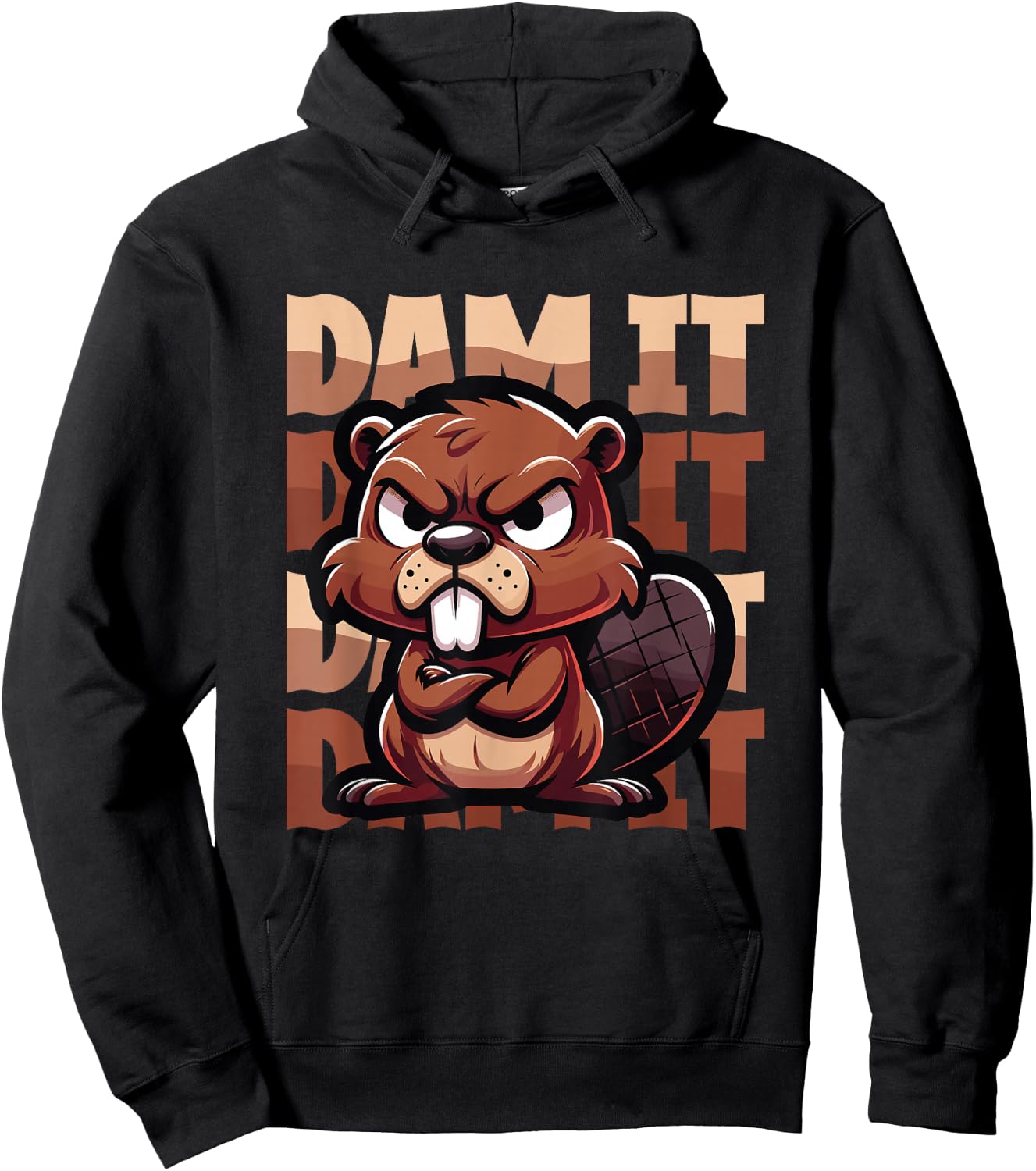 Dam It Angry Beaver Pun Hoodie - Hoodie | Black