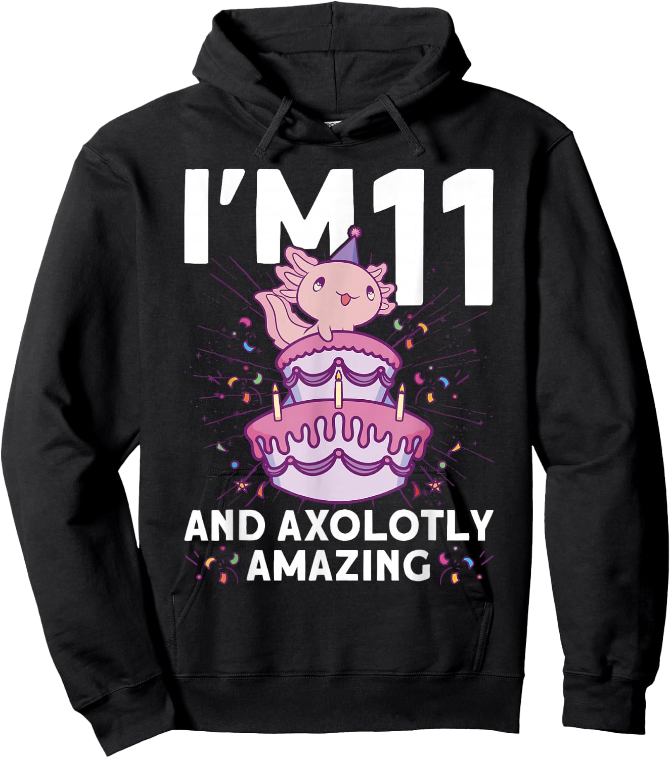 I'm 11 bday Axolotl party cute 11th Birthday Kids Axolotl Hoodie - Hoodie | Black