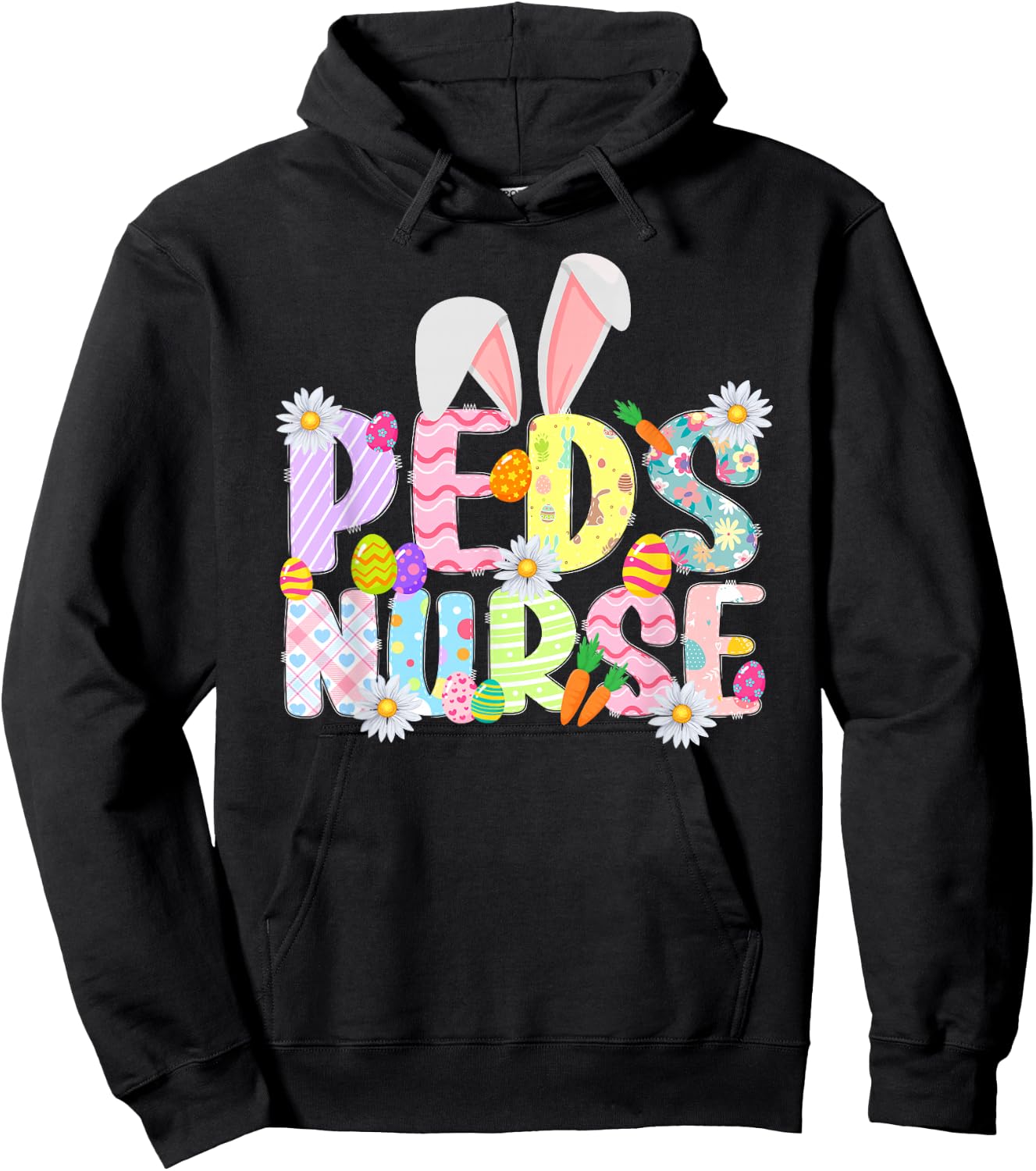 Peds Nurse Easter Bunny Pediatric Nurse Easter Day Hoodie - Hoodie | Black