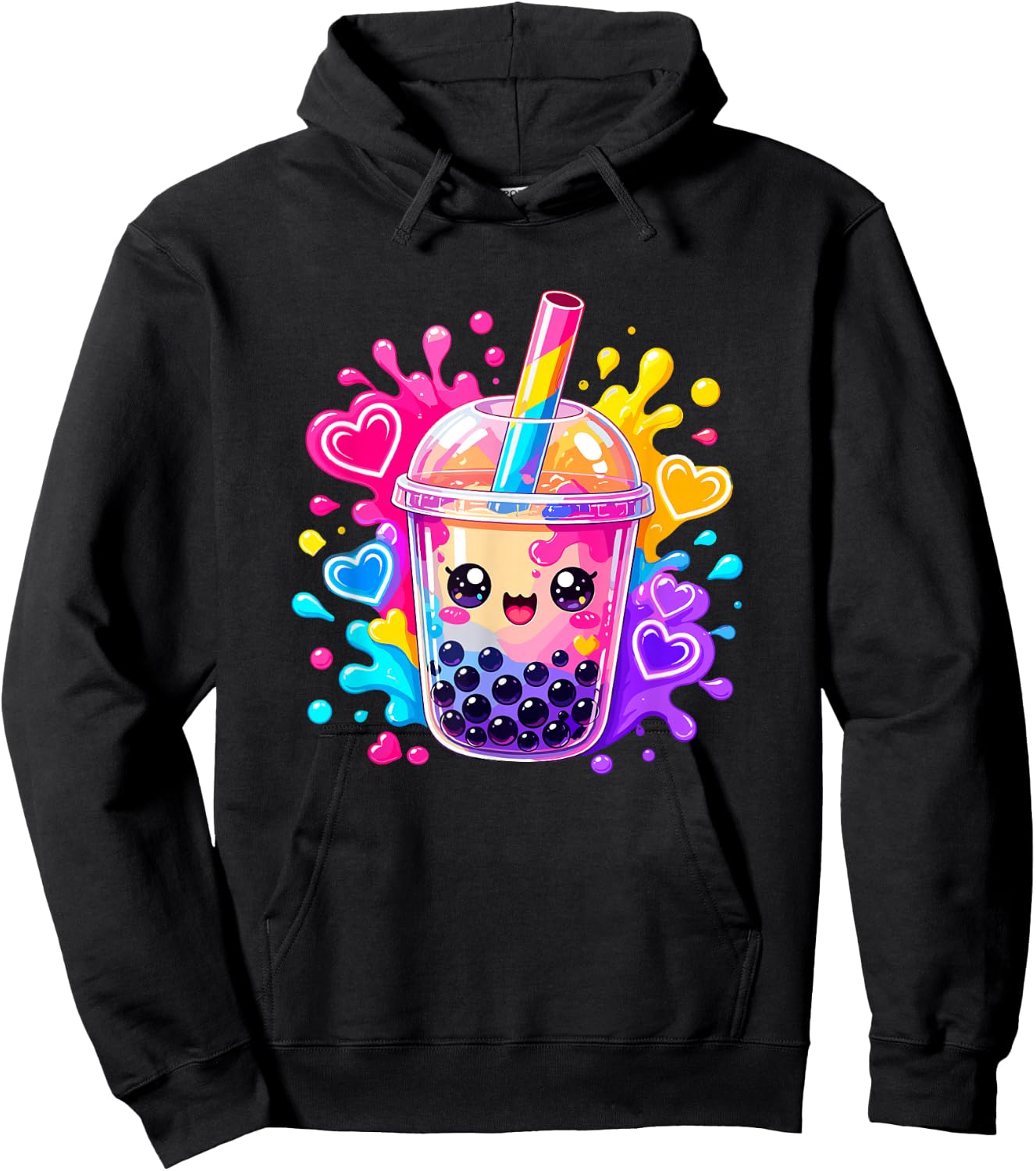 Niedliche Kawaii Boba Bubble Tea Lover Anime Herzen Hoodie - Hoodie | Black