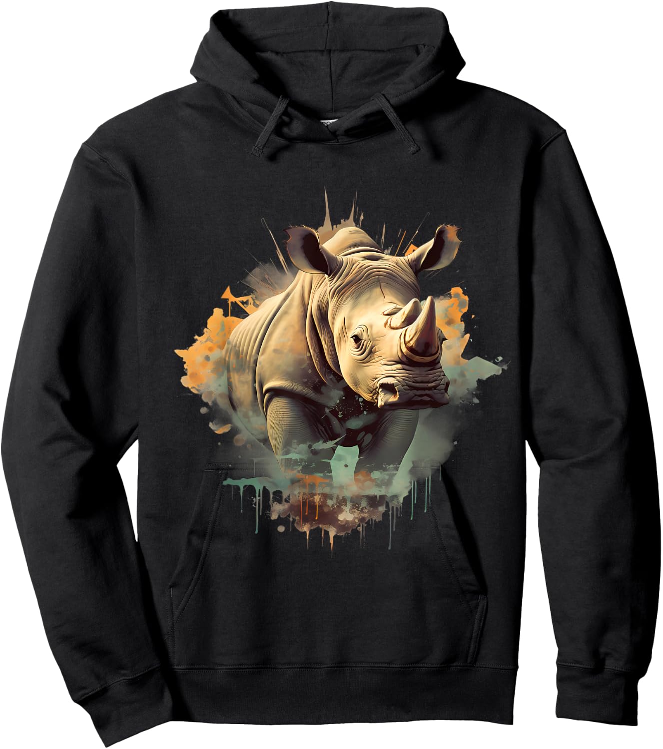 Rhino Savanna Animal Art Rhinoceros Wildlife Motif Nature Hoodie - Hoodie | Black