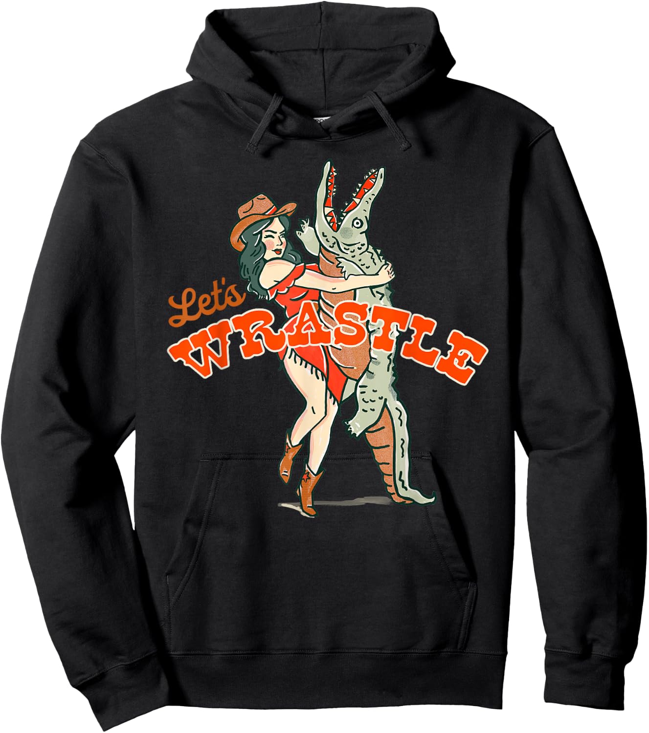 Let's Wrastle: New Orleans Bayou Cowgirl Alligator Wrestling Hoodie - Hoodie | Black