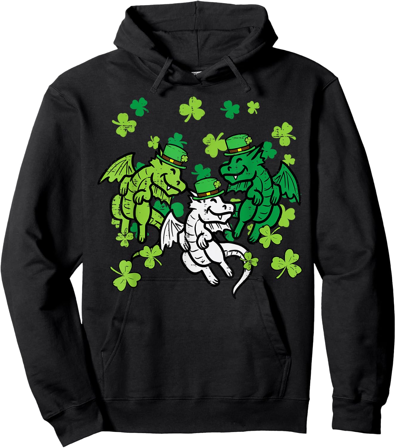St Patricks Day Irish Dragons Saint Paddys Men Women Kids Hoodie - Hoodie | Black