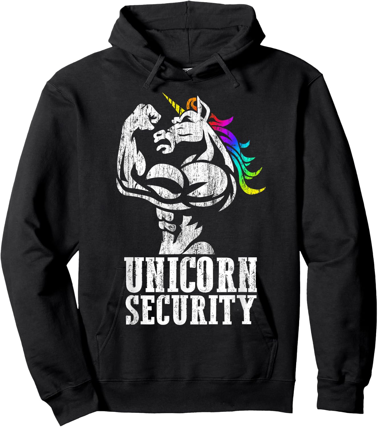 Unicorn Security Rainbow Muscle Manly Funny Christmas Gift Hoodie - Hoodie | Black
