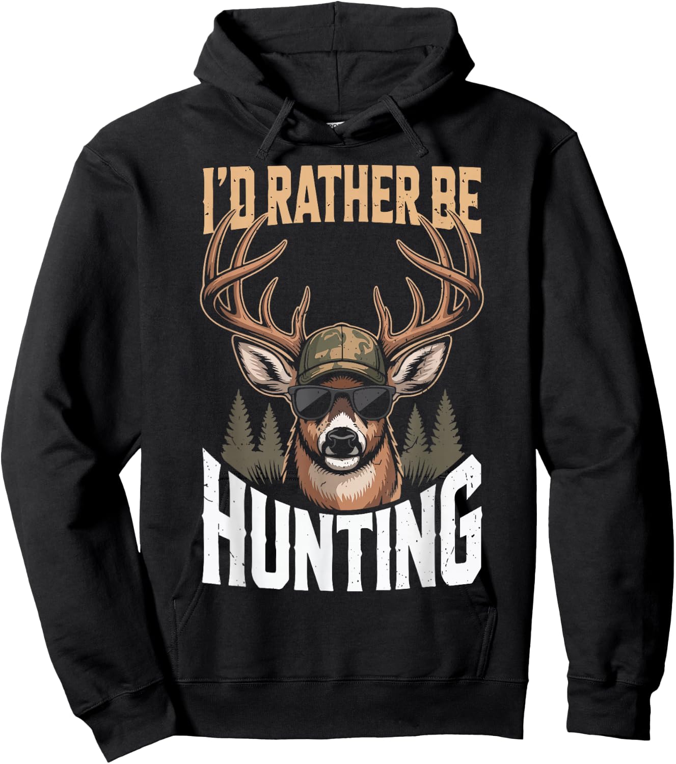 Id Rather Be Hunting Humor Boy Youth Camo Deer Hunting Funny Hoodie - Hoodie | Black