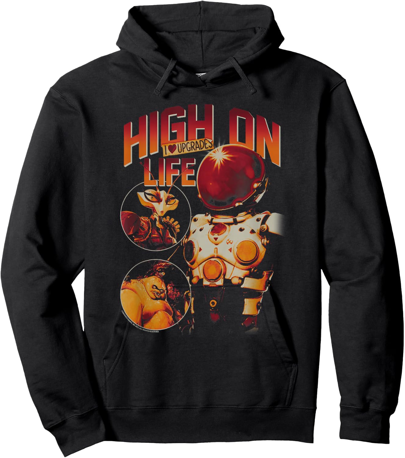 High on Life I Heart Upgrades Characters Circle Portraits Hoodie - Hoodie | Black
