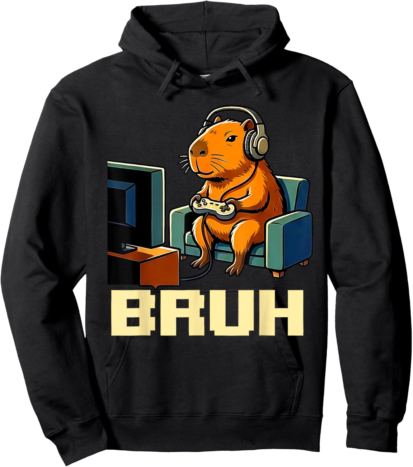 Bruh Video Games Boys Capybara Birthday Boy Bruh Gamer Hoodie - Hoodie | Black