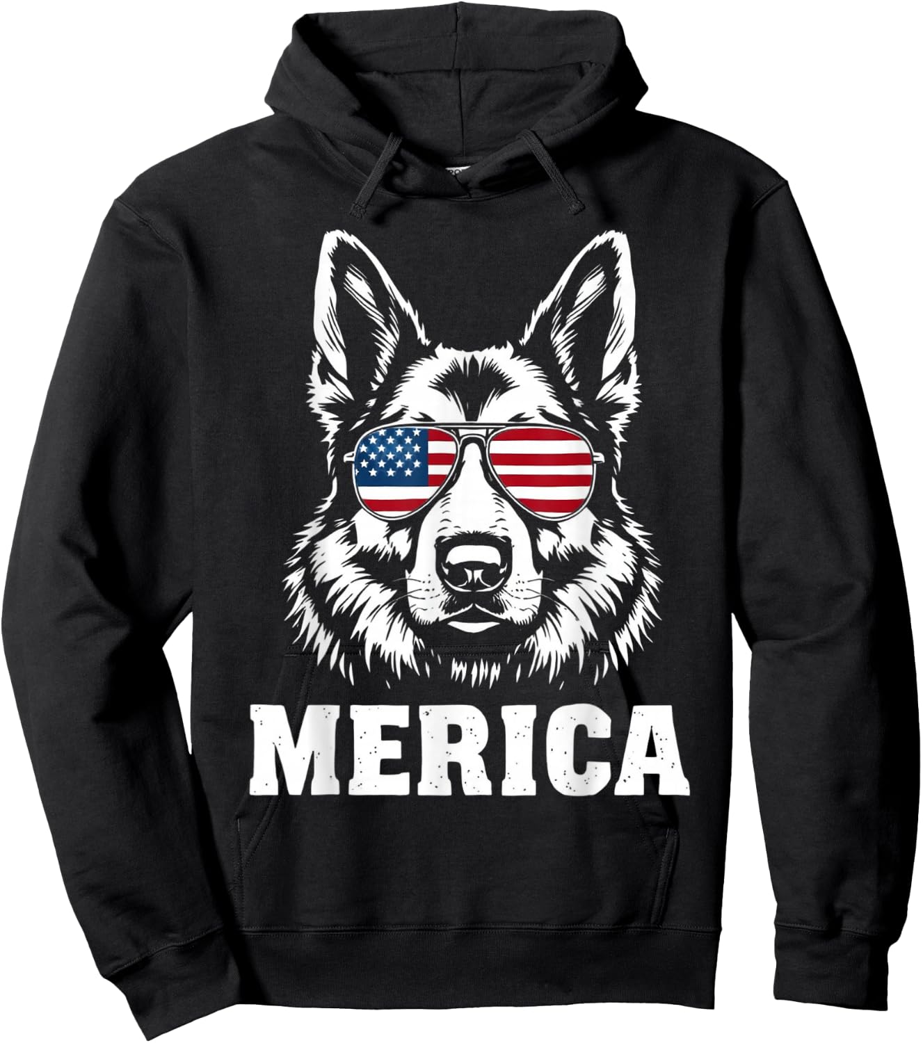 American Flag Merica german shepherd 4th Of July kids women Hoodie - Hoodie | Black
