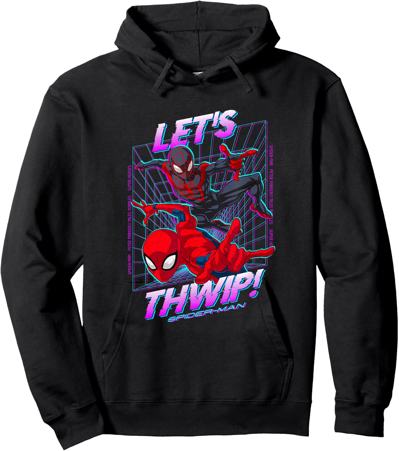 Marvel Comics Spider-Man Peter Parker Miles Morales Neon Hoodie - Hoodie | Black