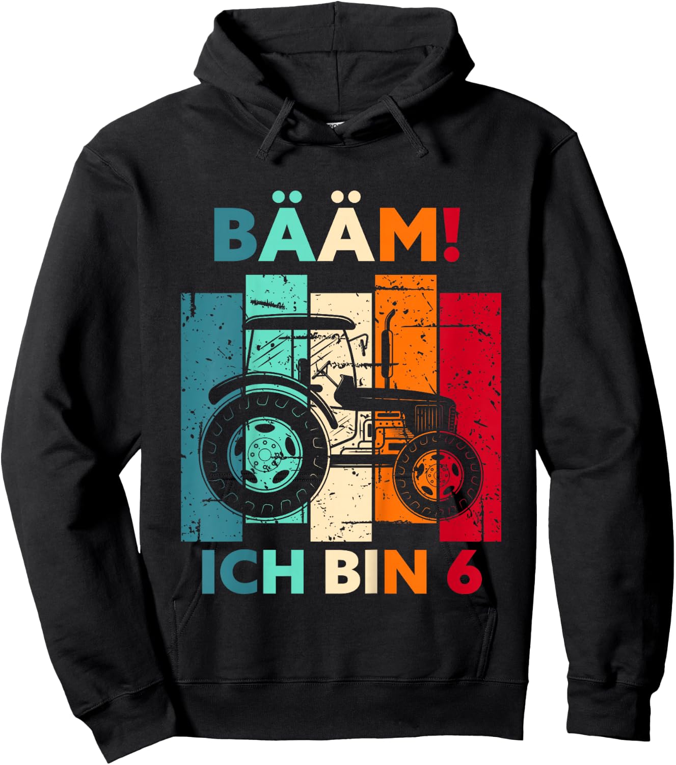 Children's Bäm! Ich bin 6 Years Boy 6th Birthday Tractor Farmers , black Hoodie - Hoodie | Black
