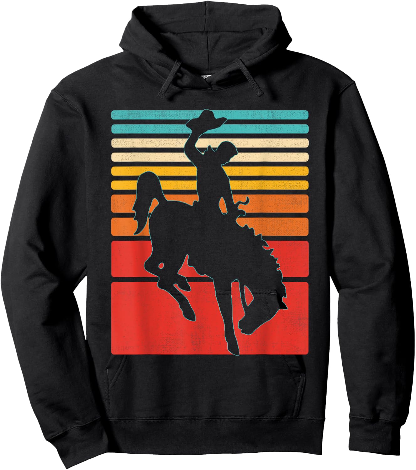 Rodeo Bucking Bronco Horse Retro Style Hoodie - Hoodie | Black