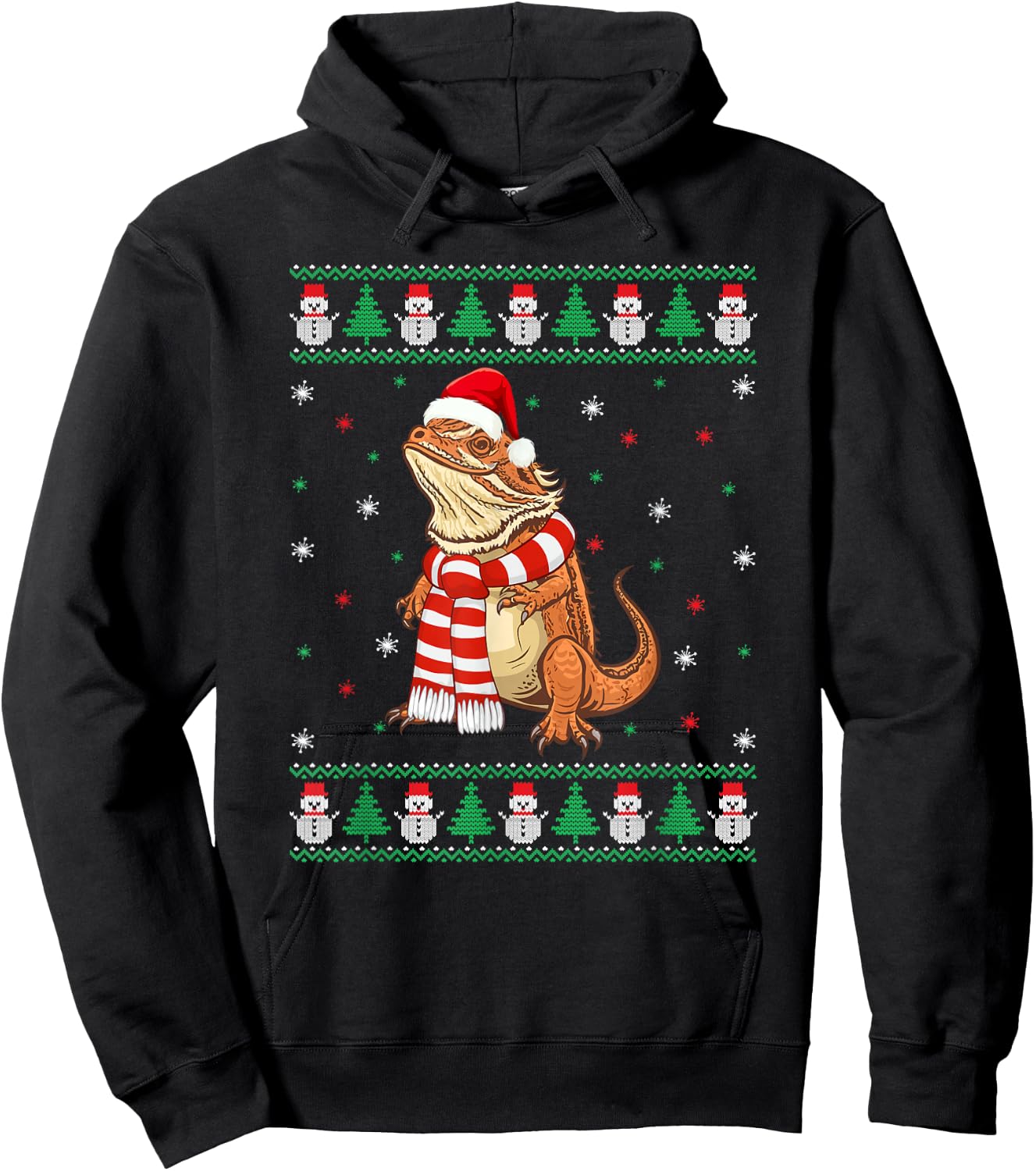 Bearded Dragon Animal Matching Family Ugly Christmas Sweater Hoodie - Hoodie | Black