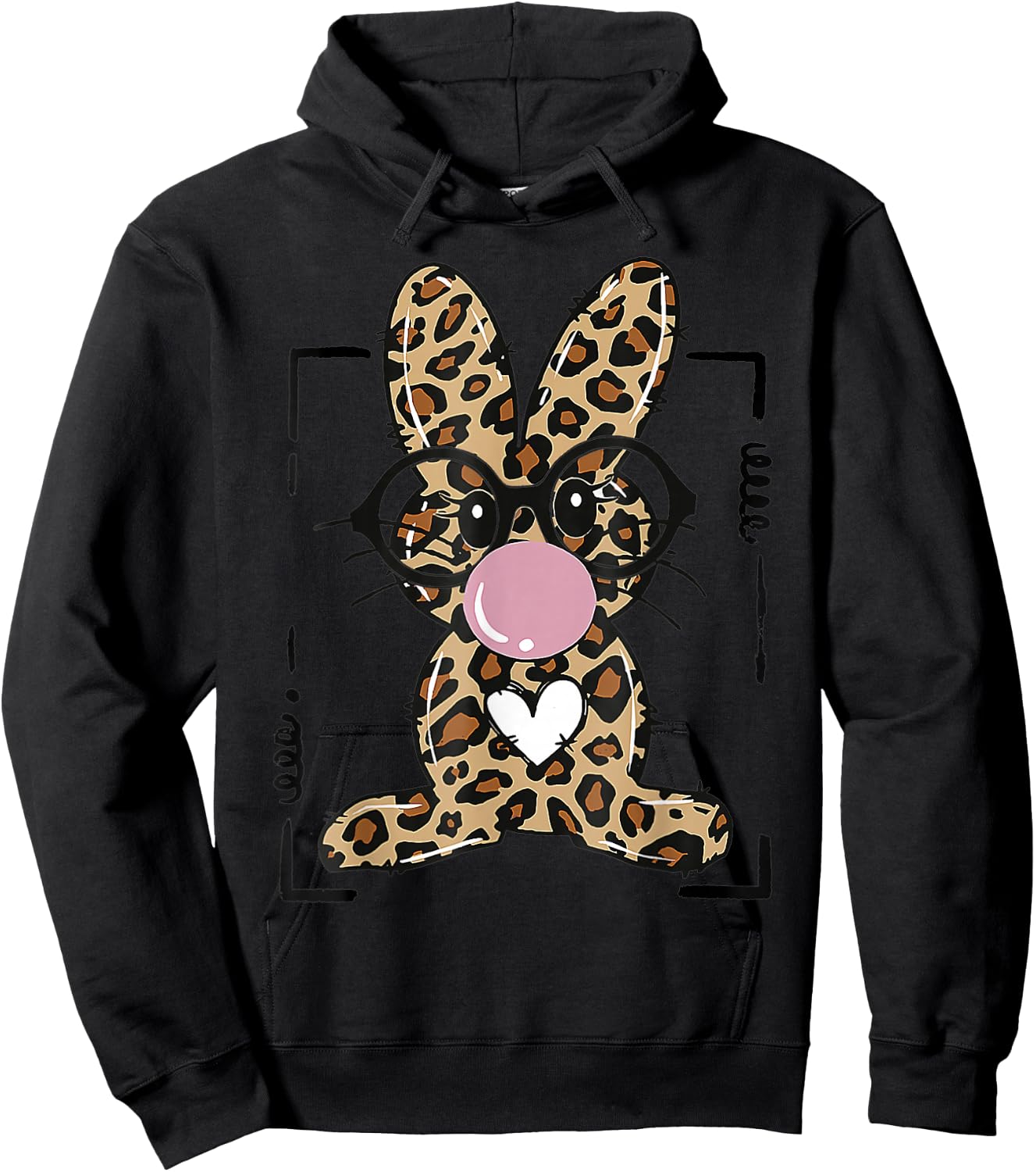 Leopard Rabbit Bunny Blowing Bubble Gum Easter Day Hoodie - Hoodie | Black