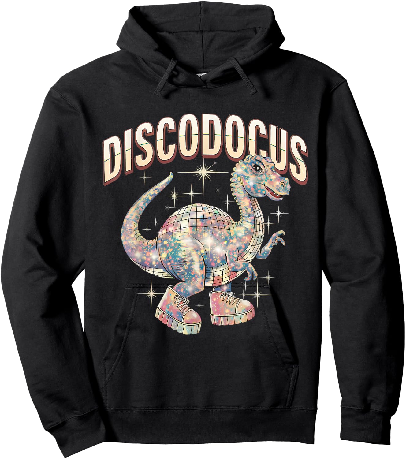 Disco Dinosaur Diplodocus 70s Dino Dancing Funny Disco Party Hoodie - Hoodie | Black