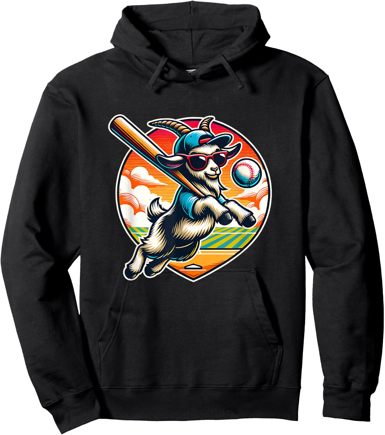 Goat Baseball Player Cool Sports Fan Art Hoodie - Hoodie | Black