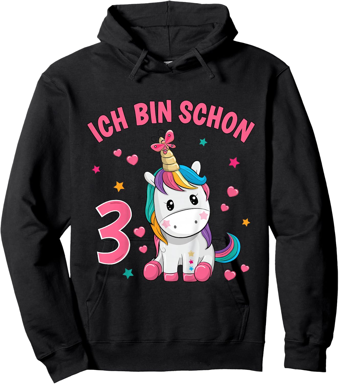 3 Jahre alt 3 Geburtstag Mädchen Einhorn Geschenke Hoodie - Hoodie | Black
