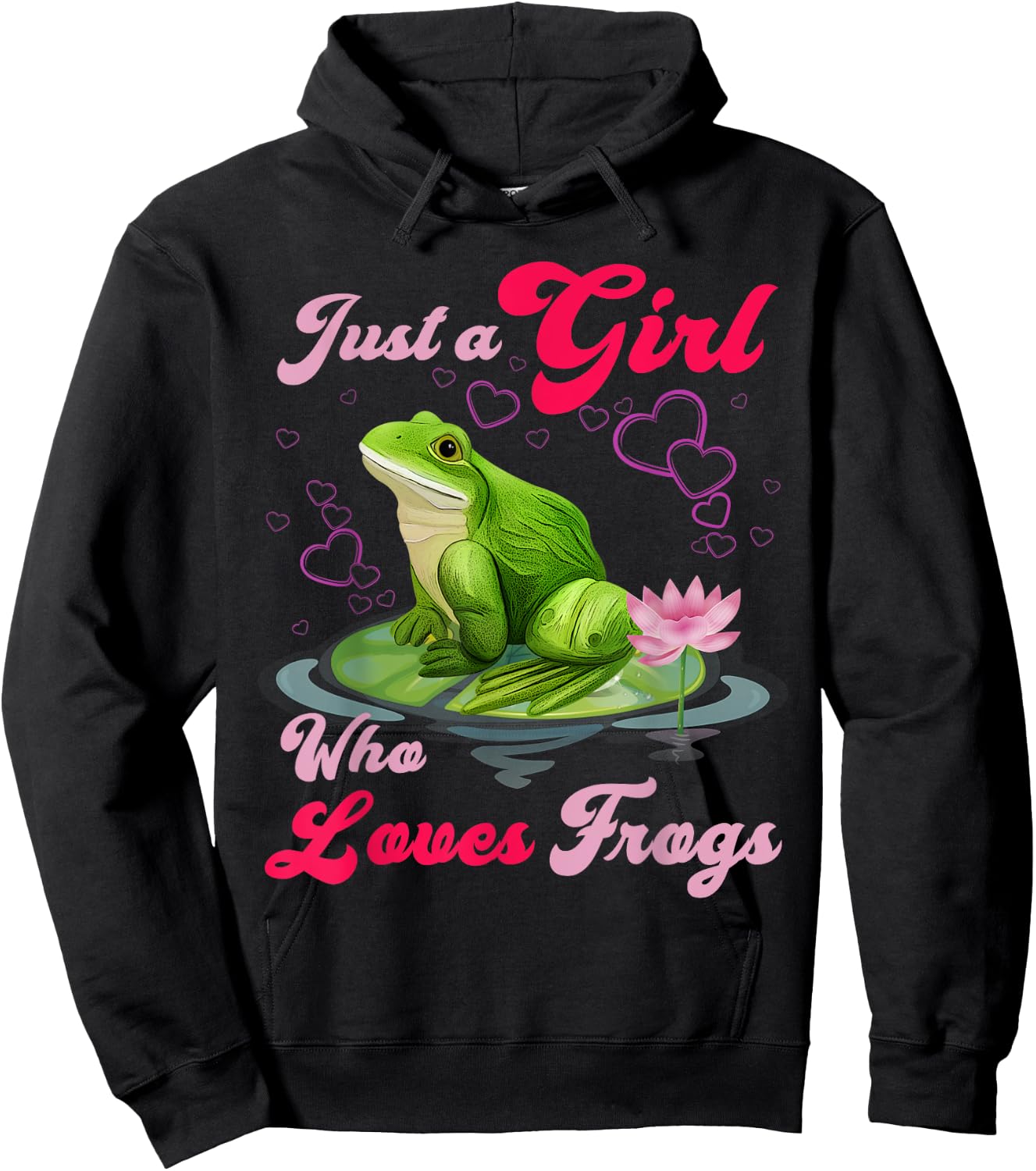Cute and Funny Just a Girl Who Loves Frogs Women and Moms Hoodie - Hoodie | Black