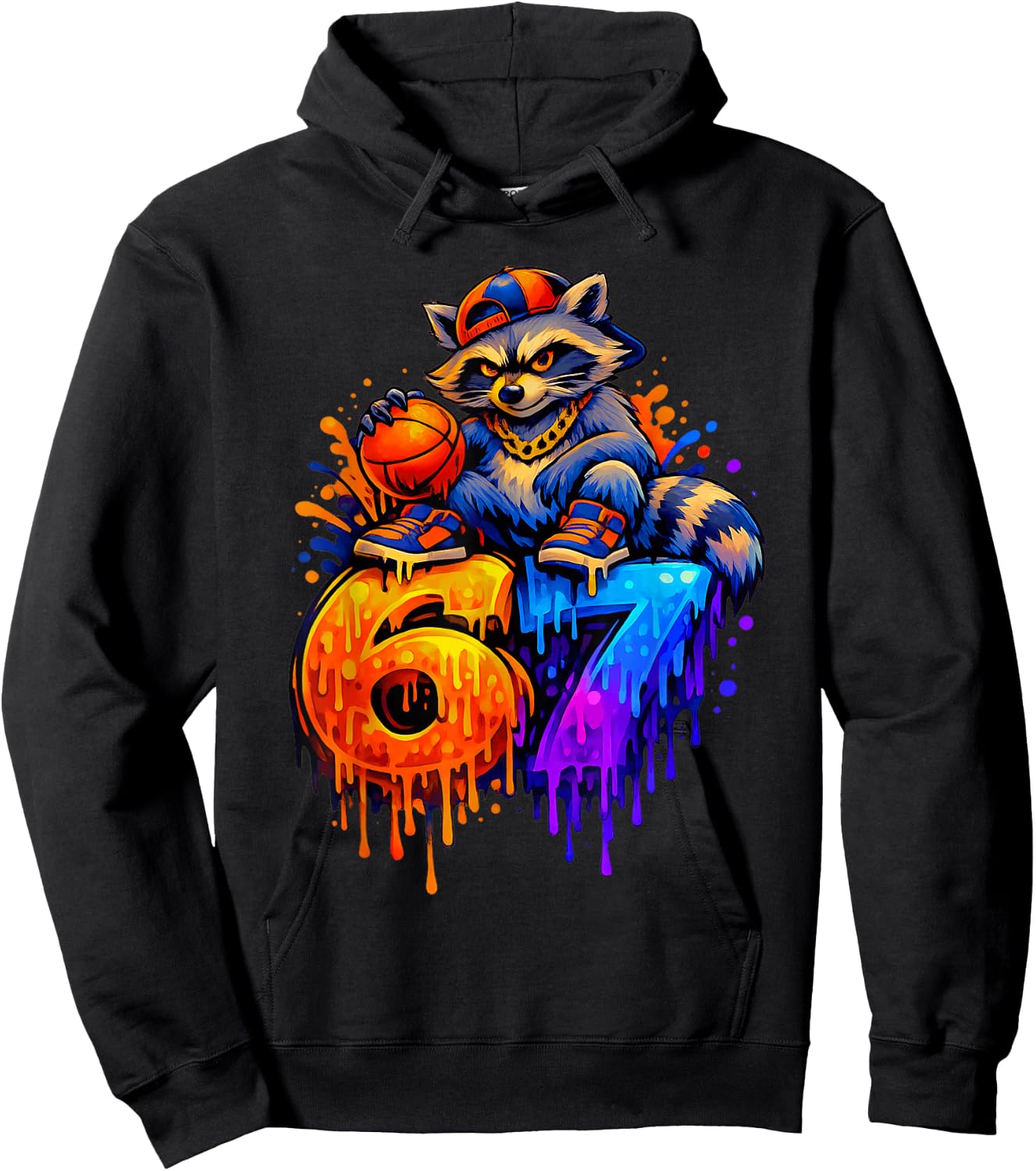67 Basketball Waschbär Drip Kinder Jungen Jugend Mädchen Brainrot Hoodie - Hoodie | Black