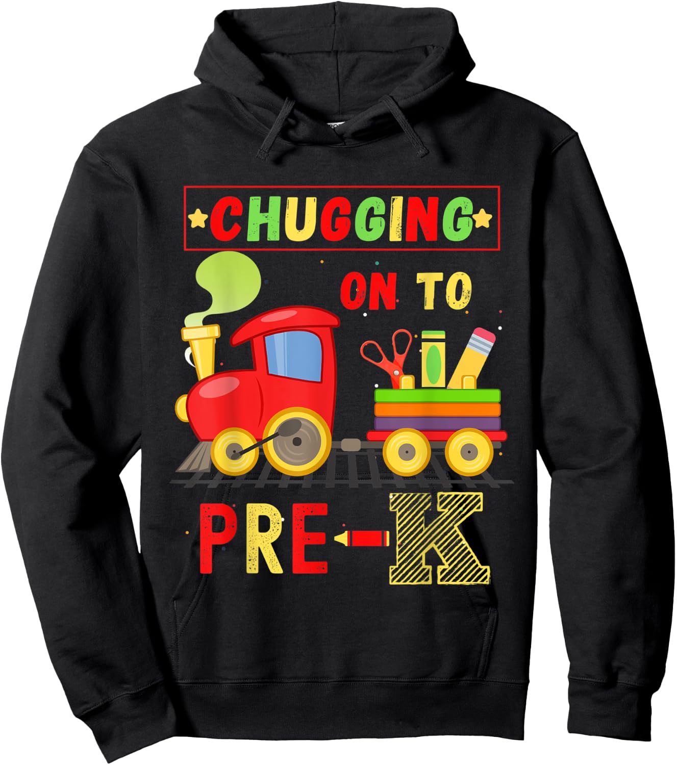 Kids First Day Of Pre-K: Chugging In To Pre-K Hoodie - Hoodie | Black