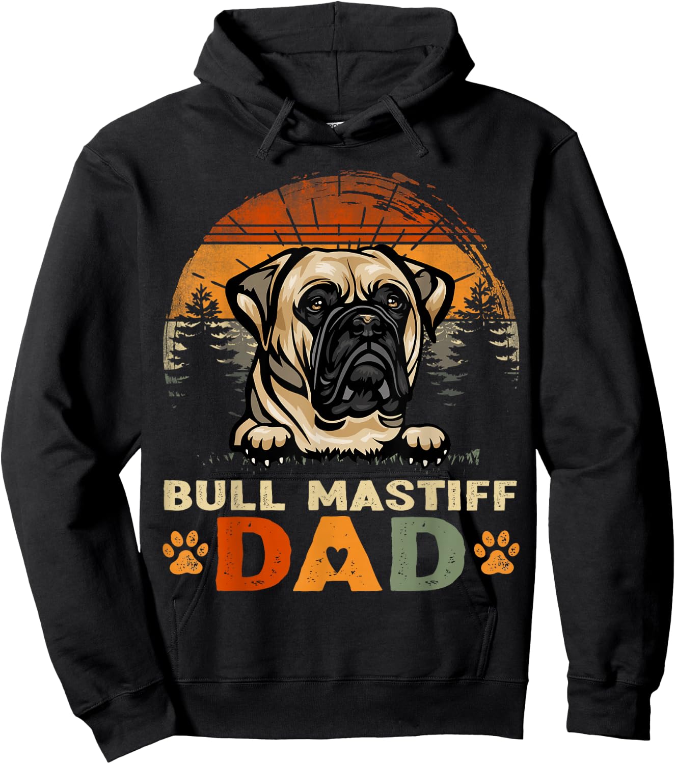 Bull Mastiff Dog Dad Vintage Retro Father's Day Hoodie - Hoodie | Black