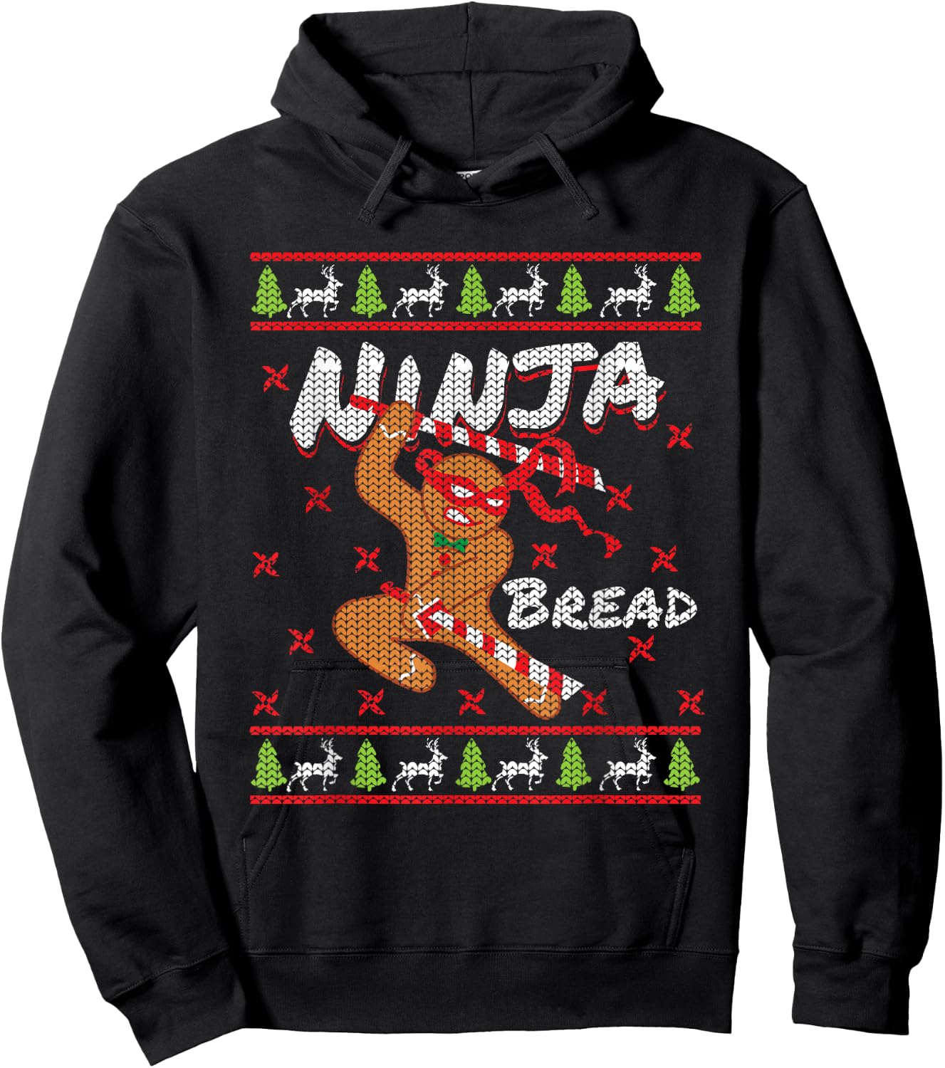 Ninjabread Man Gingerbread Ninja Ginjas Gift Ugly Christmas Hoodie - Hoodie | Black