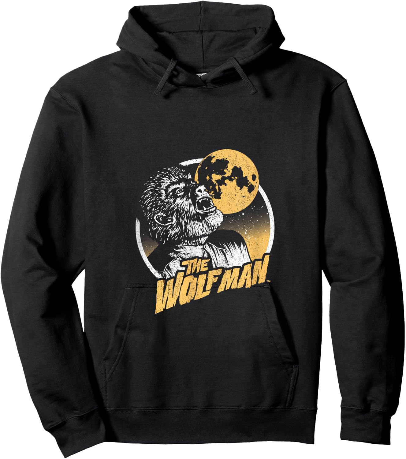 Universal Monsters Distressed Wolfman Circle Portrait Logo Hoodie - Hoodie | Black