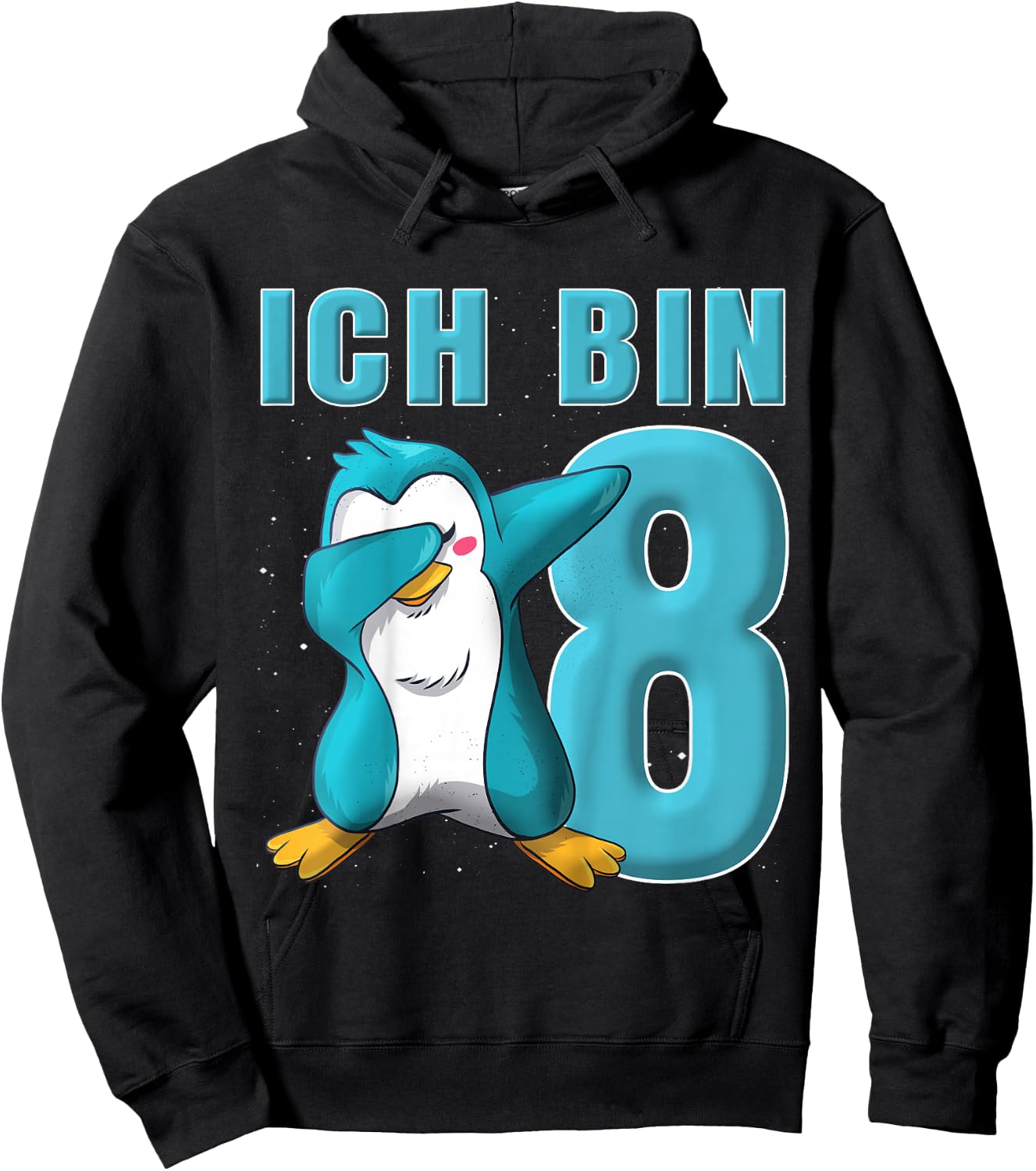 Children's Penguin 8 Years Boys Girls Penguin 8 Birthday , black, 80 Hoodie - Hoodie | Black