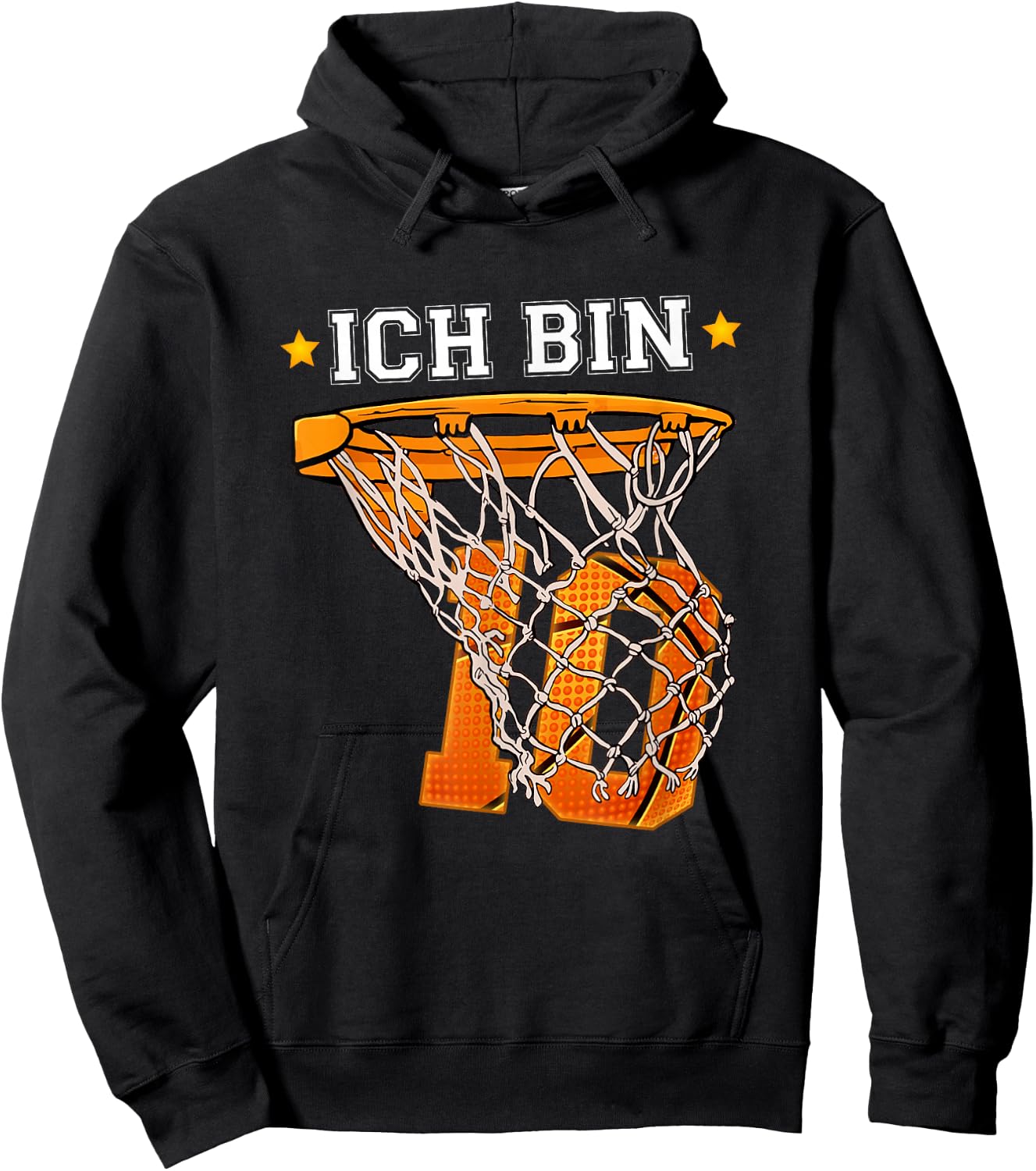 Ich Bin 10 Basketball Boy Girl 10 Years 10th Birthday , black Hoodie - Hoodie | Black