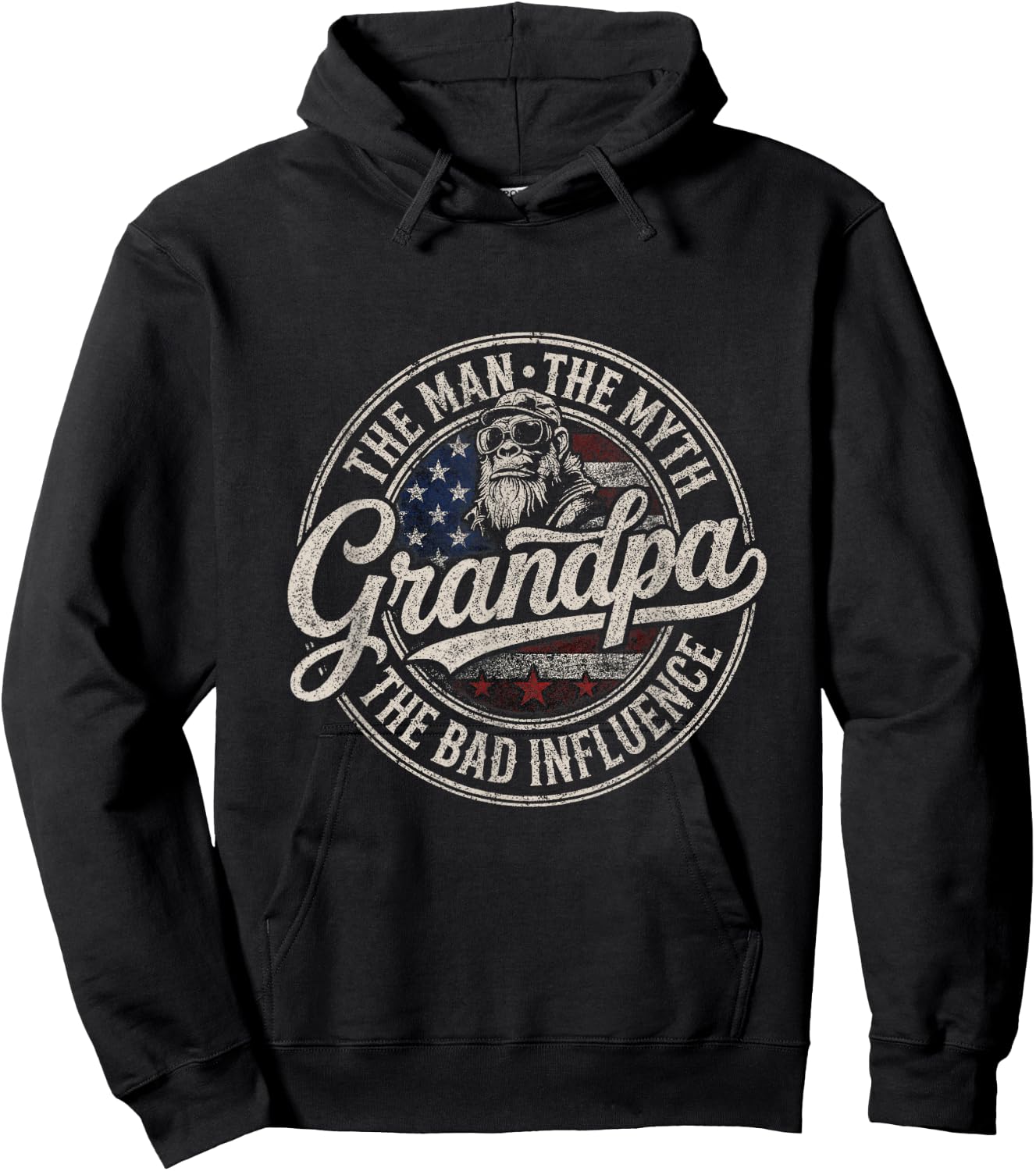 The Man The Myth Grandpa The Bad Influence Monkey Hoodie - Hoodie | Black
