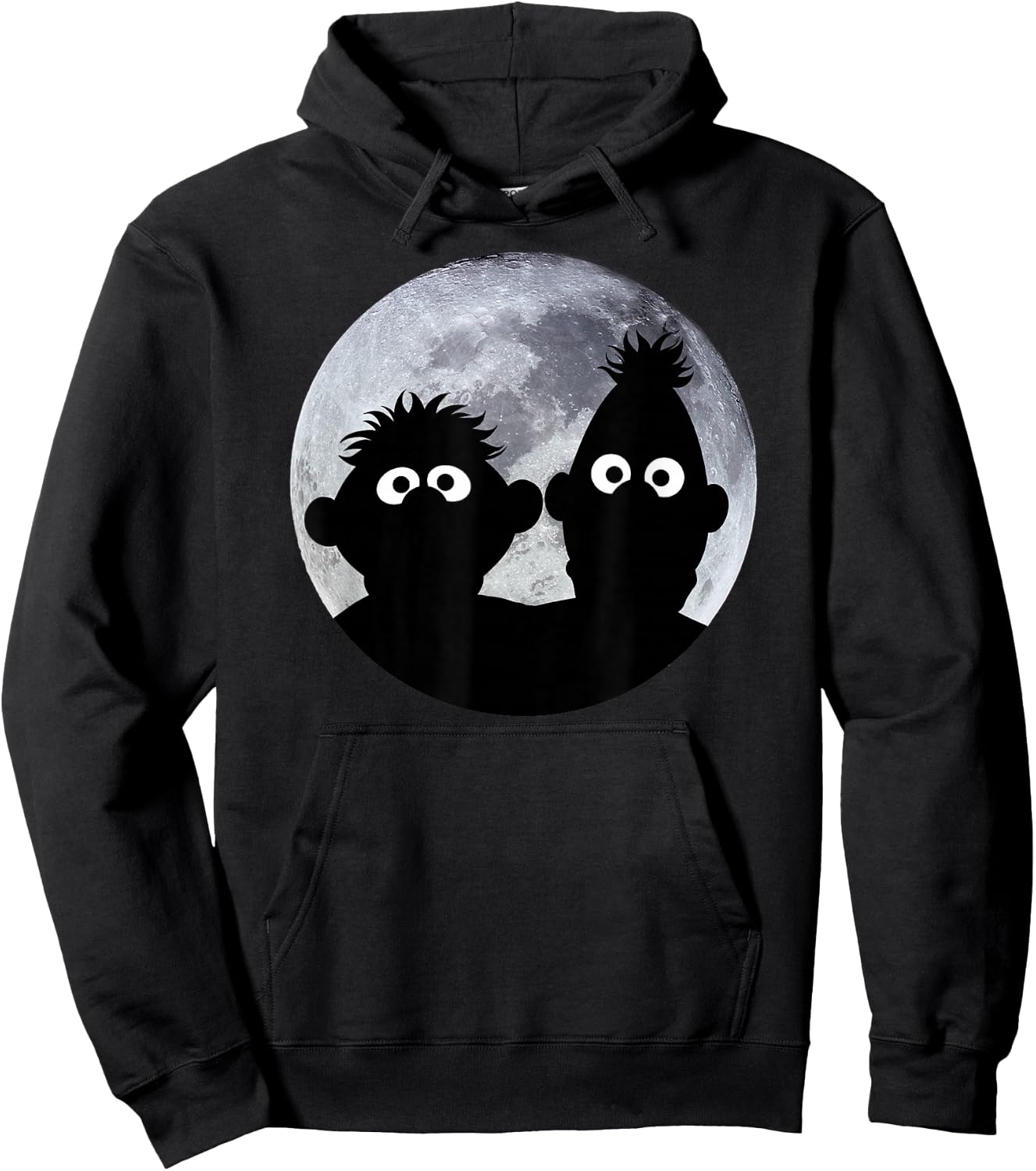 Sesame Street Ernie and Bert in the Moonlight Shadow Moonnight , black Hoodie - Hoodie | Black
