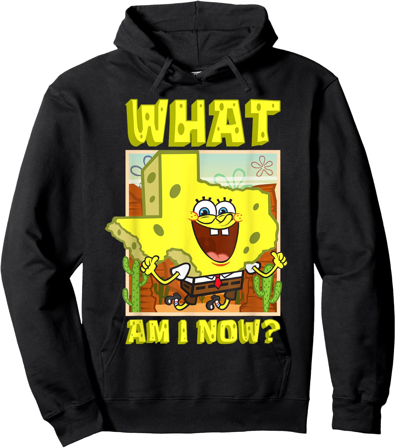 Mademark x SpongeBob SquarePants - SpongeBob Texas Map What Am I Texan SpongeBob Hoodie - Hoodie | Black