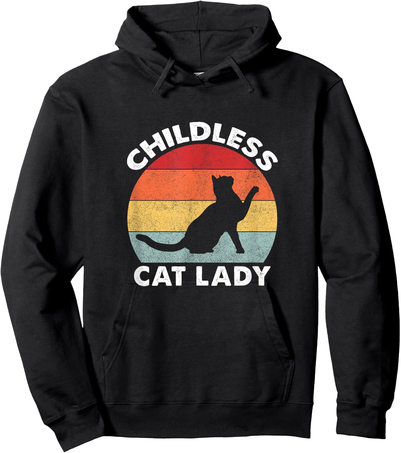 Vintage Childless Cat Lady Hoodie - Hoodie | Black