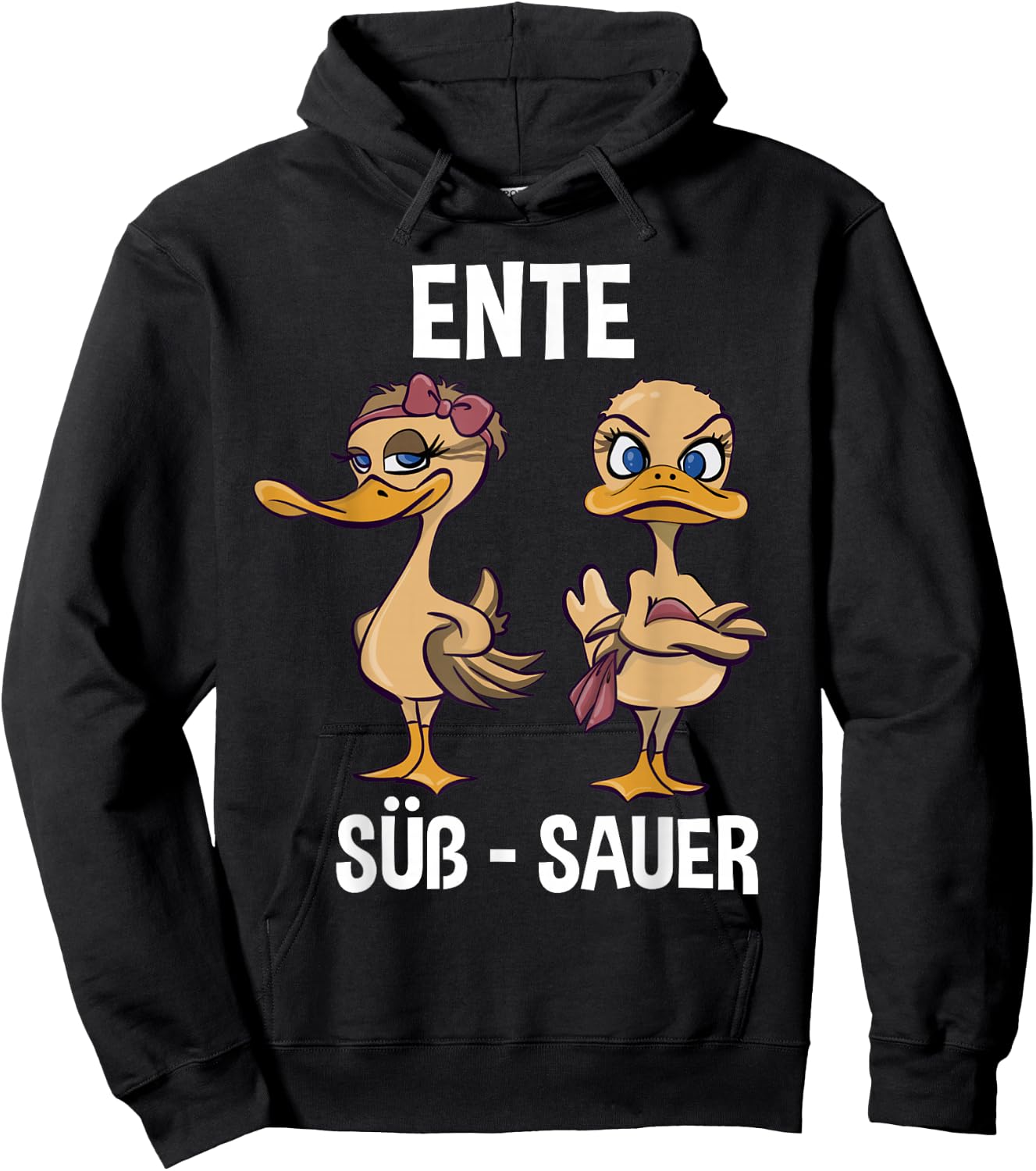 Funny Humour Duck Sweet Sour Ducks Lovers , black, s Hoodie - Hoodie | Black
