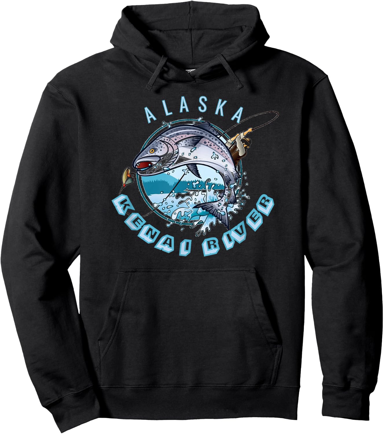 Kenai River Alaska Alaskan Salmon Fishing Trip AK Souvenir Hoodie - Hoodie | Black
