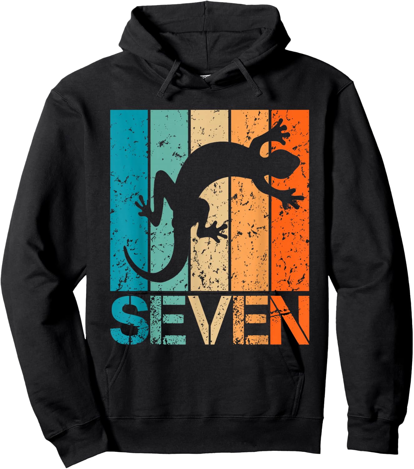 7th Lizard Birthday 7 Year Old 7yr Boy Girl Birthday Reptile Hoodie - Hoodie | Black