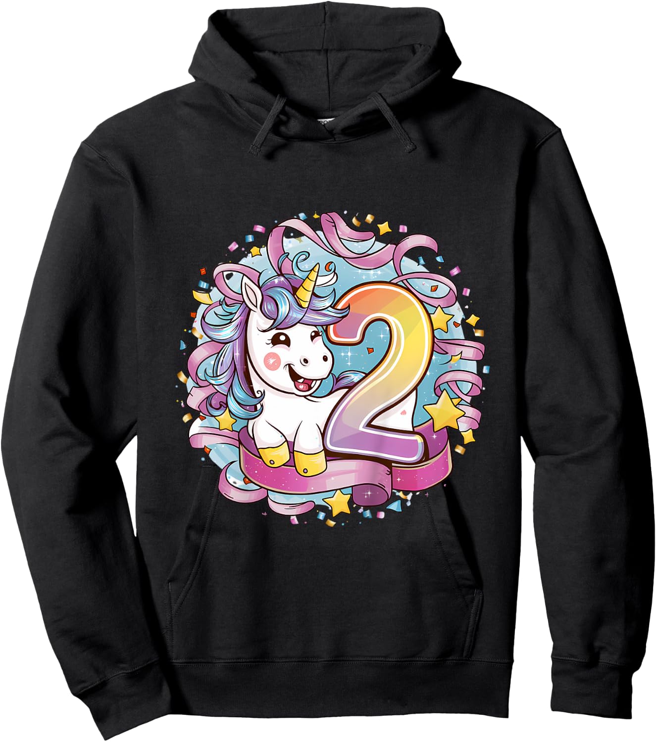 Kids Magical Unicorn Birthday Gift Kids Personalized - 2 Year Hoodie - Hoodie | Black